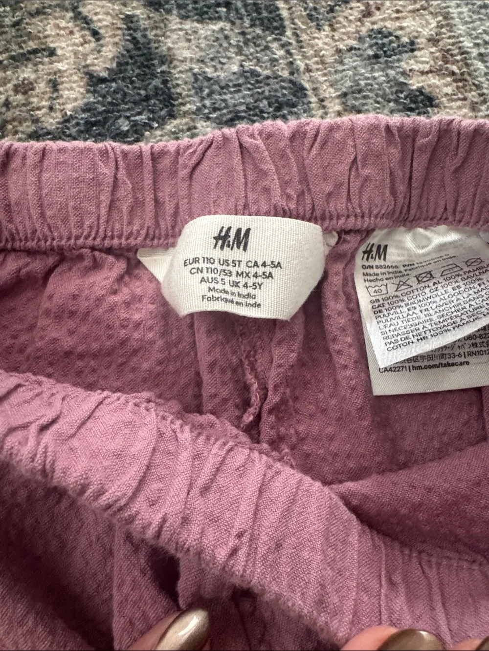H&M Mauve Pink Textured Wide-Leg Kids Pant set